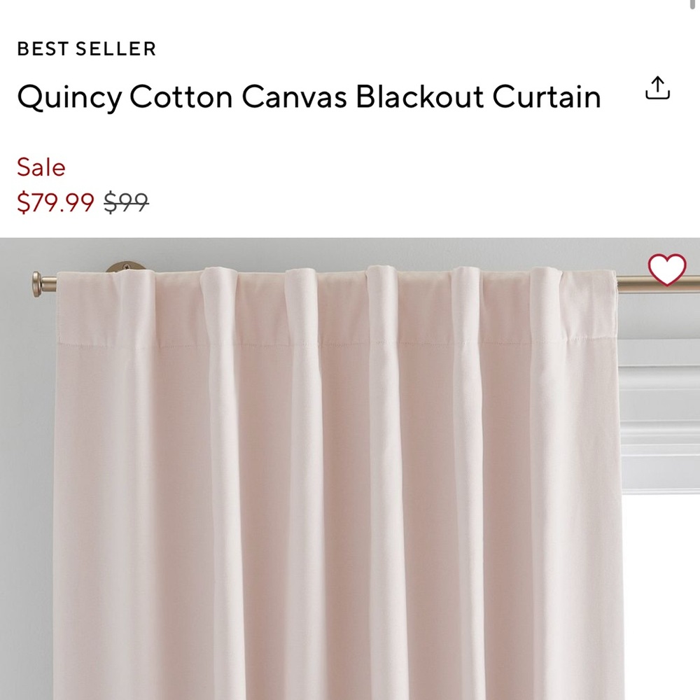 Pottery Barn Teen Quincy Blackout Curtain - Light Pink